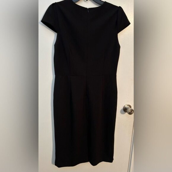 Betsey Johnson Black Sheath Midi Dress with Puff Sleeves - Picture 4 of 8